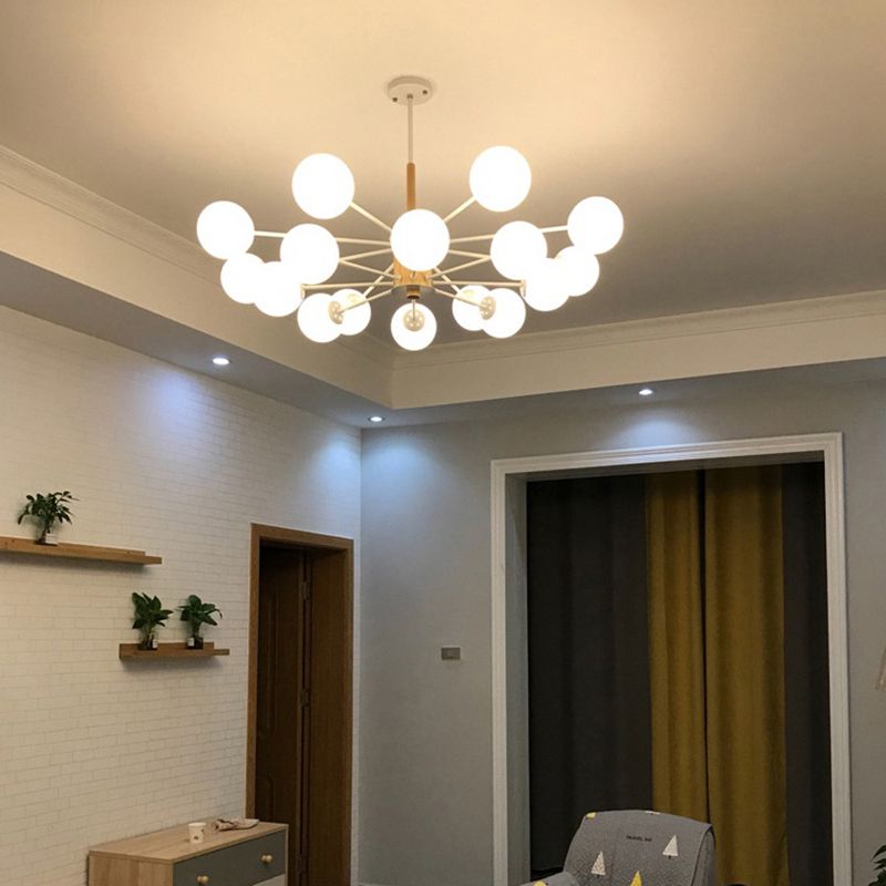 Kugelförmige Form Kronleuchter leichter moderne Glasglas Multi -Licht -Hanglampe für das Lernen