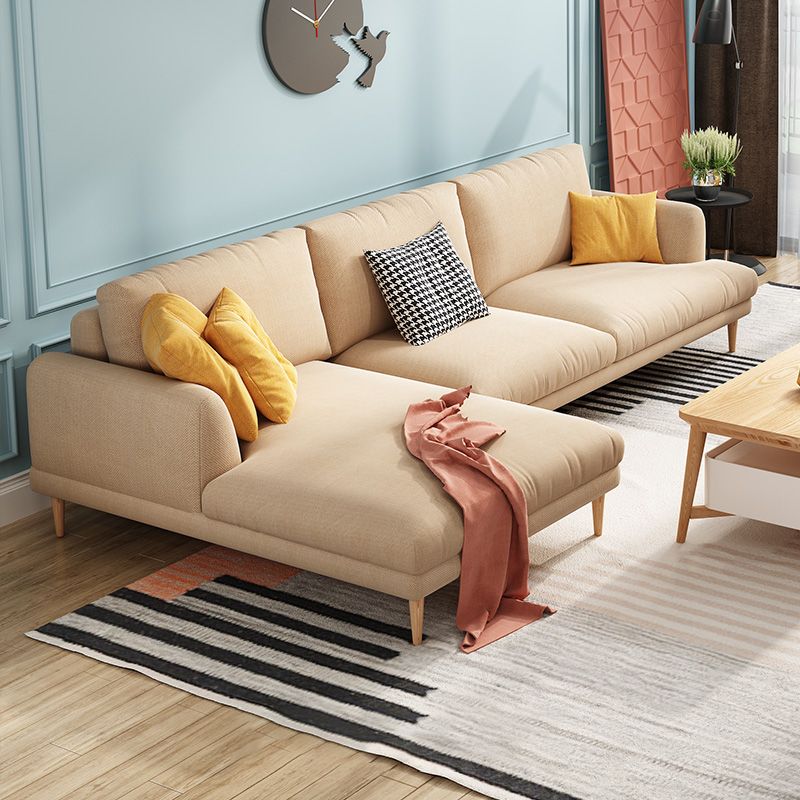 Recessed Arm Cushion Back Contemporary Cotton Living Room Sofa