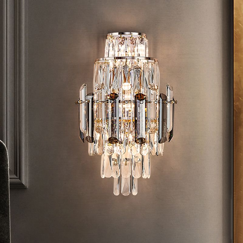 Crystal Geometric Shape Wall Sconces Modern Multi Lights Wall Mount Light Fixture in Gold