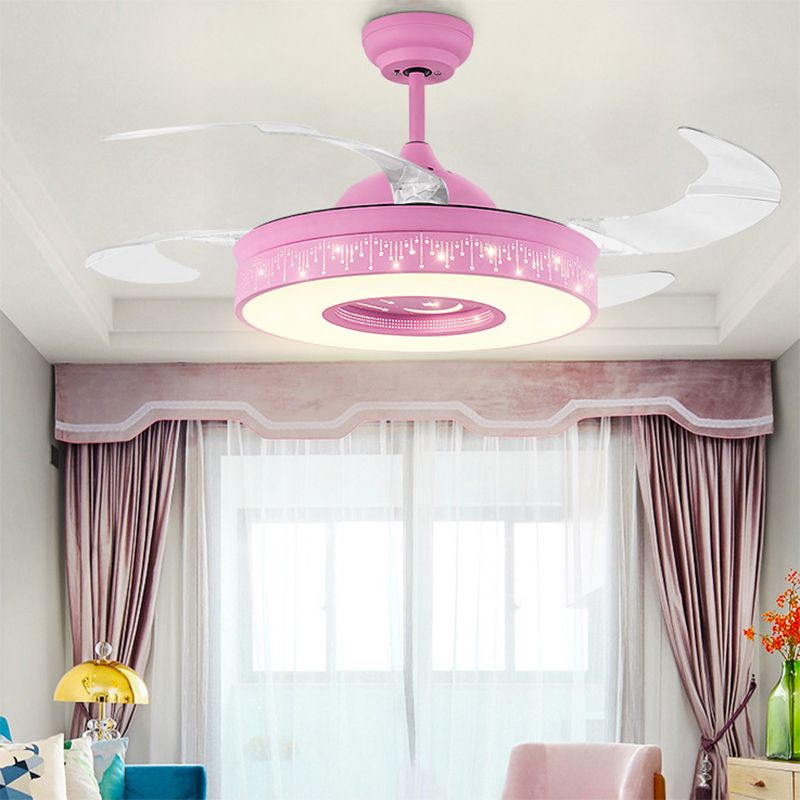 Creatieve cartoon sterrenhemel plafondventilator licht acryl kids slaapkamer semi -flush mount licht