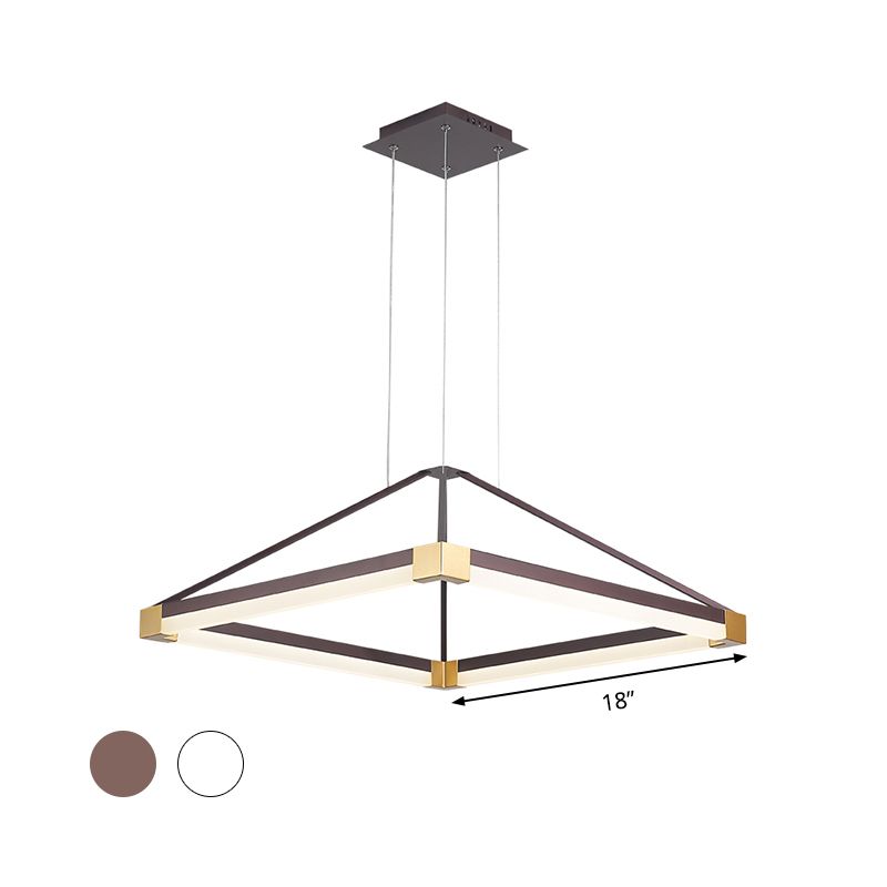 Rhombus Pendant Light Fixture Modern Metal White/Coffee LED Hanging Chandelier in Warm/White Light, 18"/23.5"/31.5" Wide