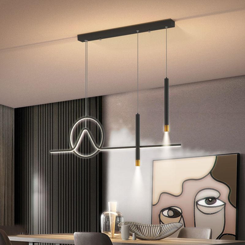 4 Licht geometrische Insellichter zeitgenössische Metal -Inselbeleuchtungsideen