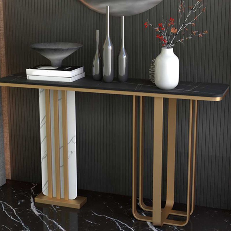 11" Wide Stone Glam Accent Table Rectangle Console Accent Table