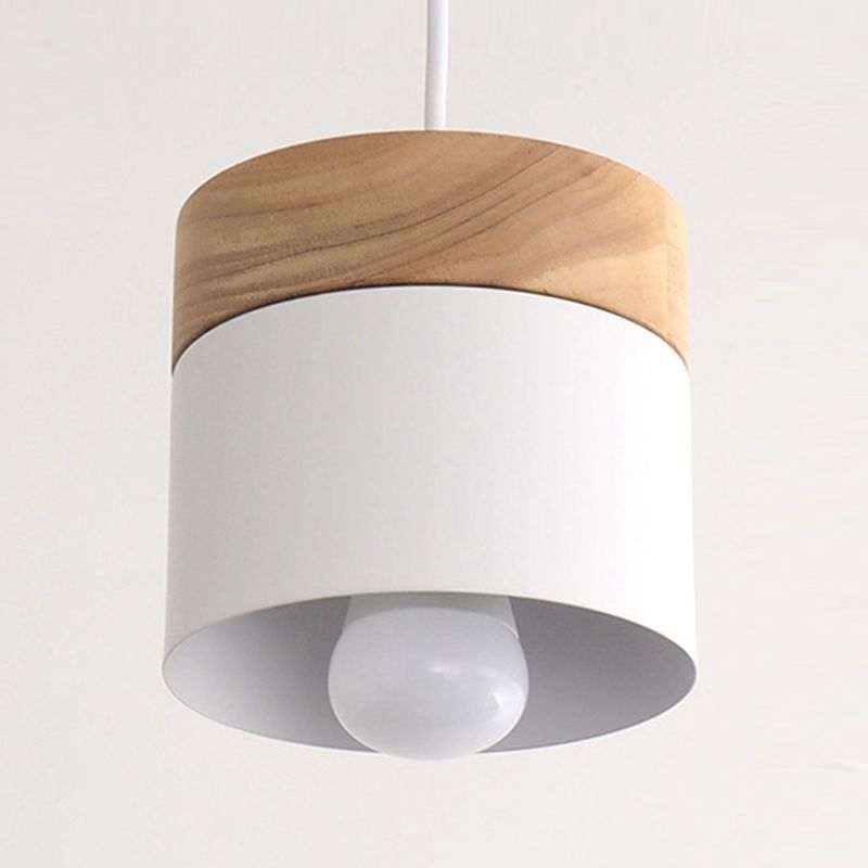 1 Light Cylindrical Hanging Pendant Modern Macaron Style Metal Hanging Lighting