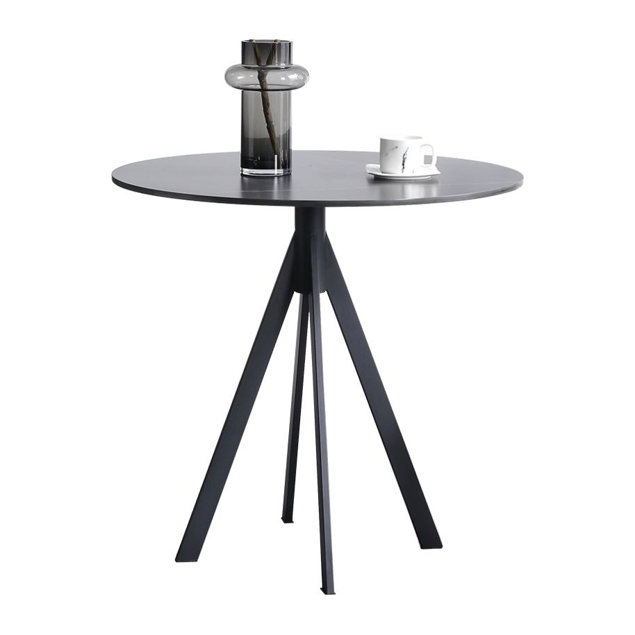 Modern Style Sintered Stone Dining Room Set Black Round Table Formal Dining Table Furniture