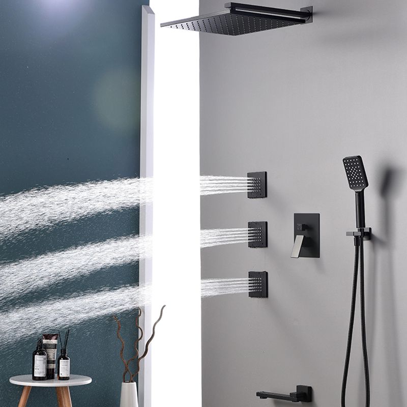 Square Black Spot Resist Shower Faucet Shower Arm Shower with Handheld Shower Head