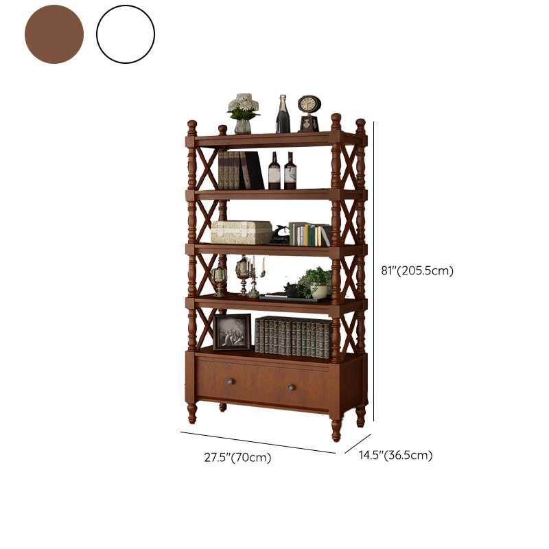 Contemporary Wooden Bookshelf Standard Closed Back Bookcase with 1 Drawer