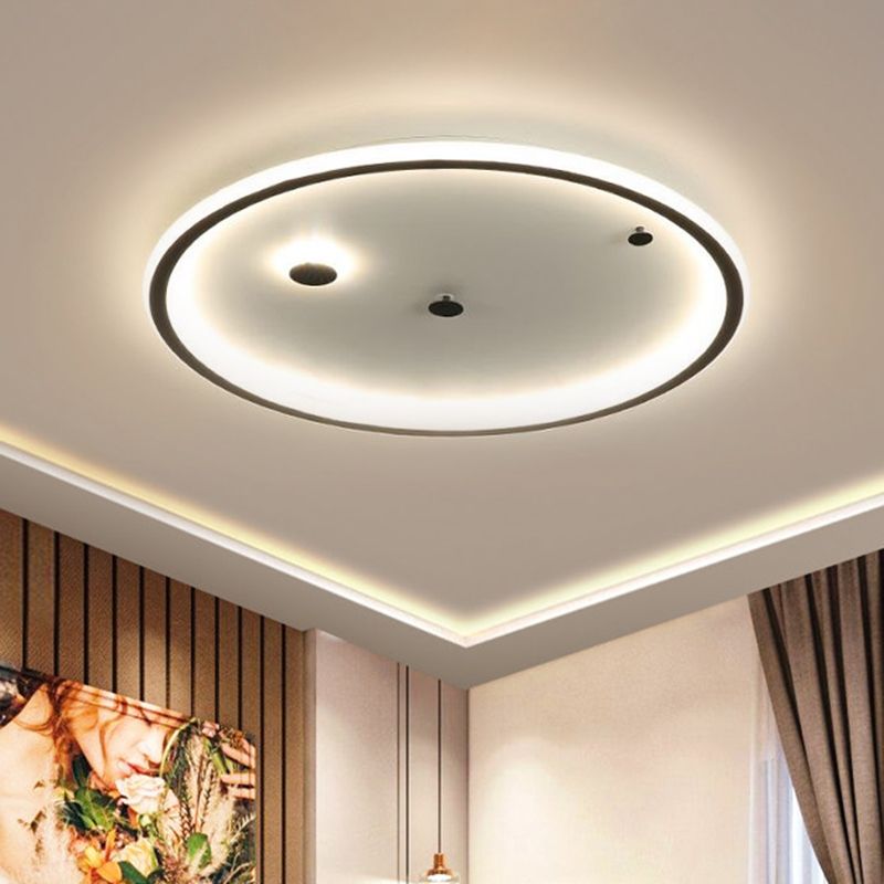 12"/16"/19.5" W LED Bedroom Flushmount Minimalism Black Close to Ceiling Lamp with Round Acrylic Shade in Warm/White Light