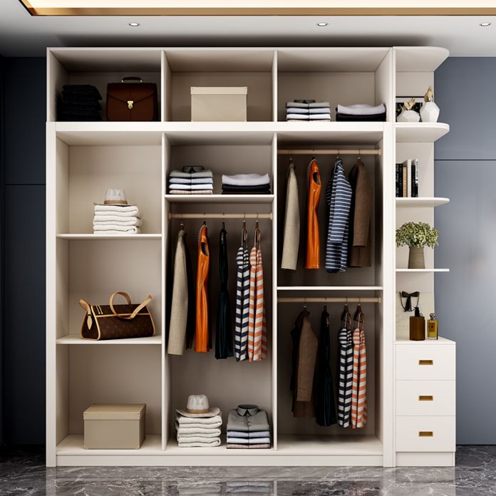 Contemporary Wooden Wardrobe White Wardrobe Closet with Sliding Door