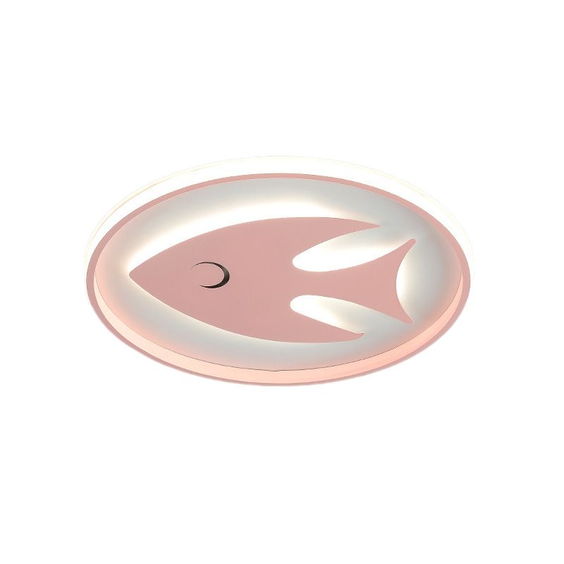 Acrylic Fish/Giraffe Ceiling Flush Light Cartoon Pink/Blue Integrated LED Flushmount Lamp for Nursery