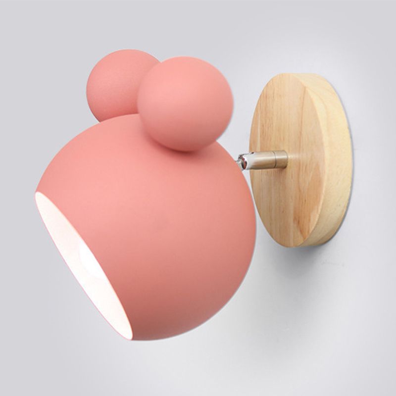 Macaron Wall Lamp 1-Light Wall Mount Lamp with Wood for Kid's Room