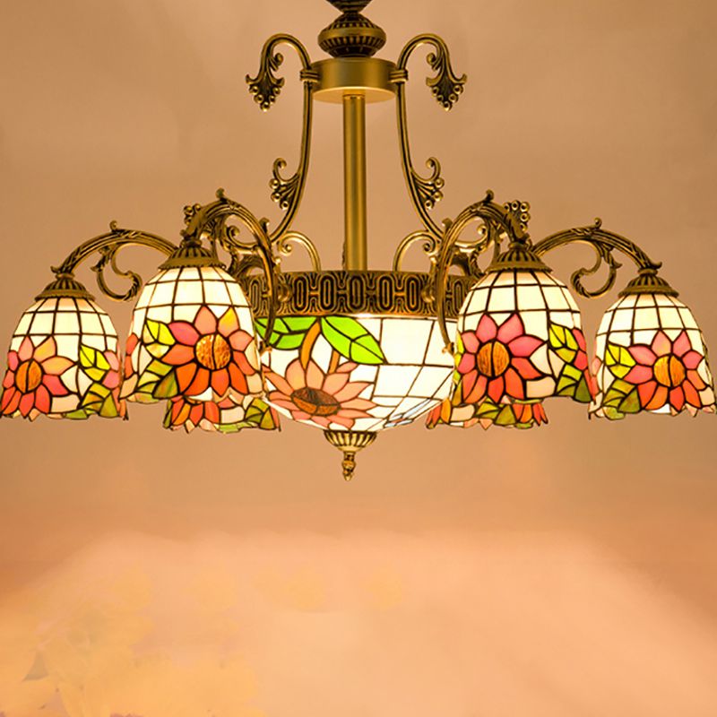 Cone Dome soggiorno lampadario tiffany in stile vetro a sospensione vintage in beige