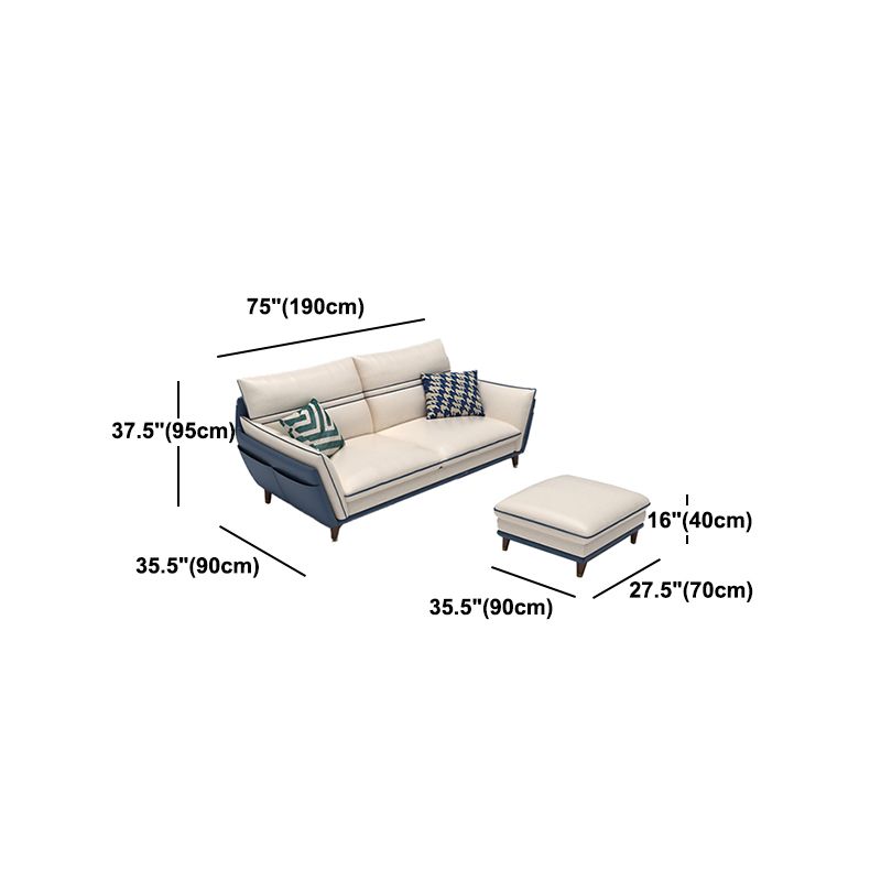 Leather Pillow Top Arm Sofa 37.4"High Cushion Back Sectional Sofa with Storage