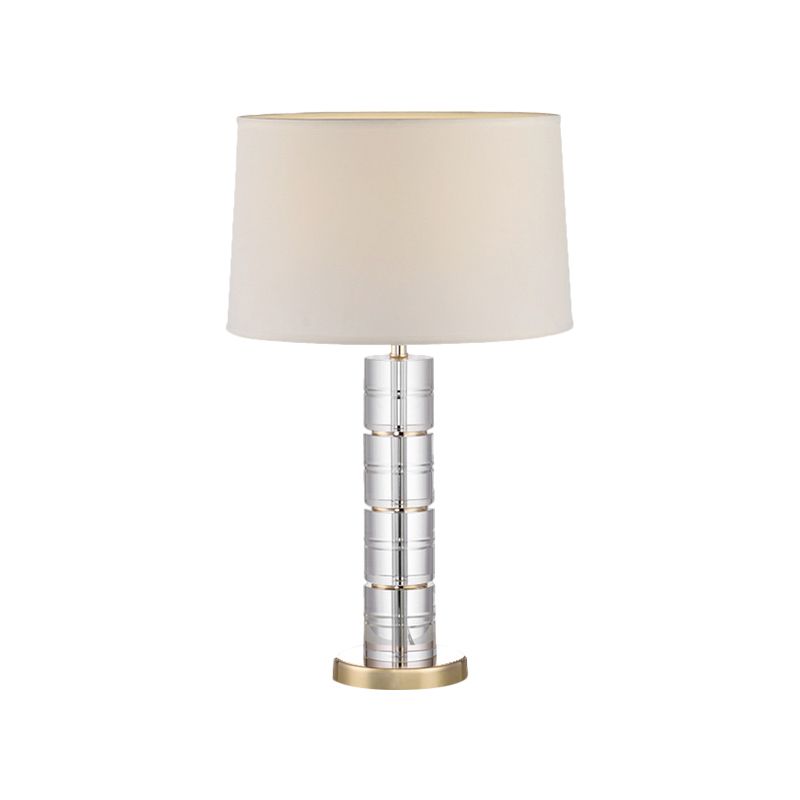 1 kopstoffen nachtkastje lamp Traditioneel beige vat schaduw slaapkamer kristallen tafellicht