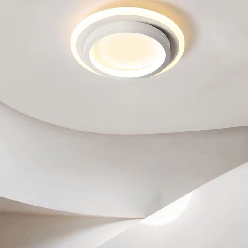 Simple LED Ceiling Light Fixture White Flush Mount Entry Light with Metal