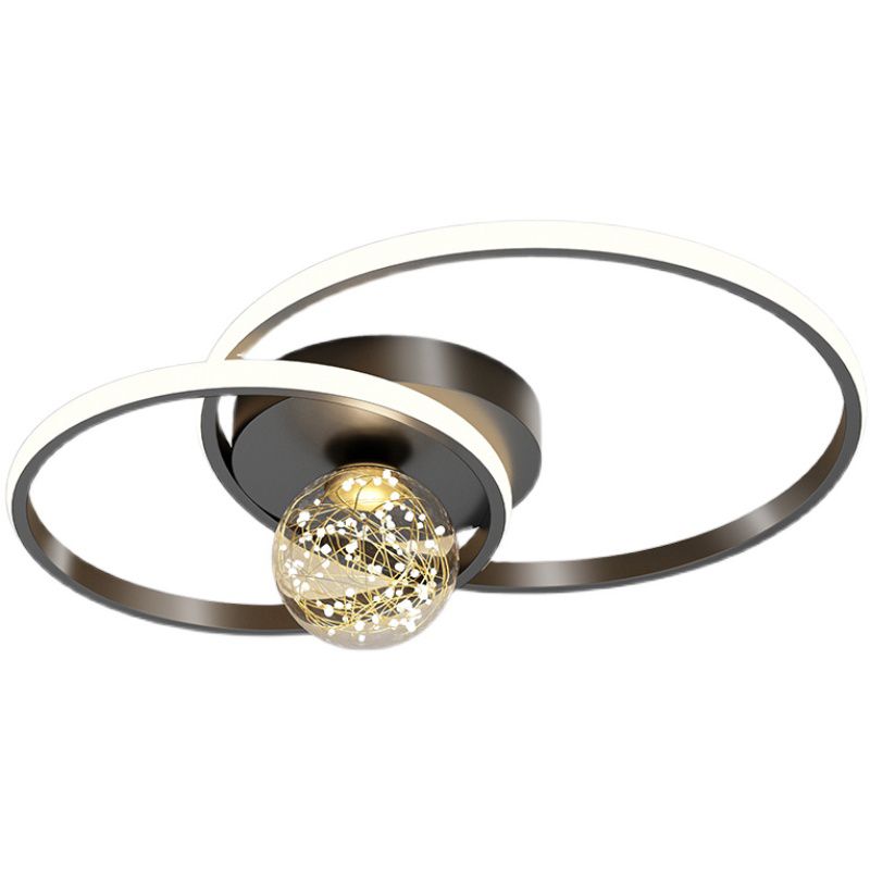 Modern Minimalist Style Rounded Flush Mount Ceiling Chandelier Metal Flush Mount Light Fixtures