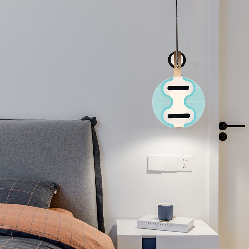 Dünne Laute nach unten -Beleuchtung Anhänger moderne kreative kreative Acryl -Schlafzimmer -LED -Decke in Blau