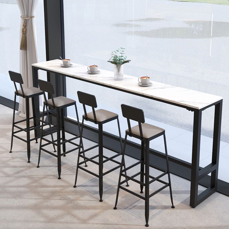 Industrial Metal Bar Stools Low Back Bar Stool with Black Legs
