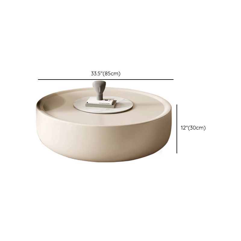 Drum Coffee Cocktail Table with Storage Drawers Round Slate Top