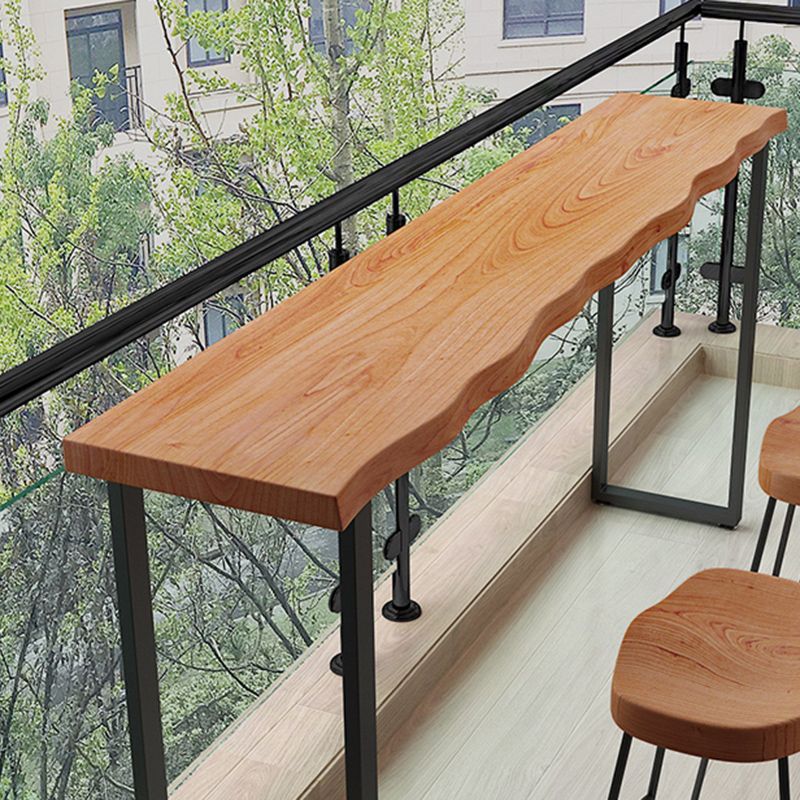 Industrial Double Pedestal Bar Dining Table Solid Wood Top Bar Table