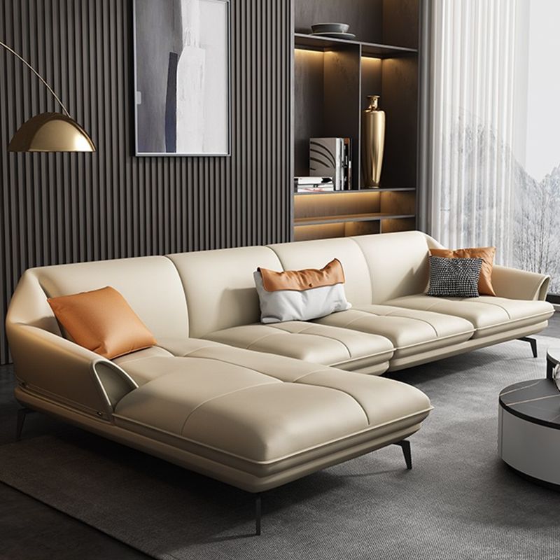 Modern Stationary Faux Leather Living Room Flared Arm Cushions Seating