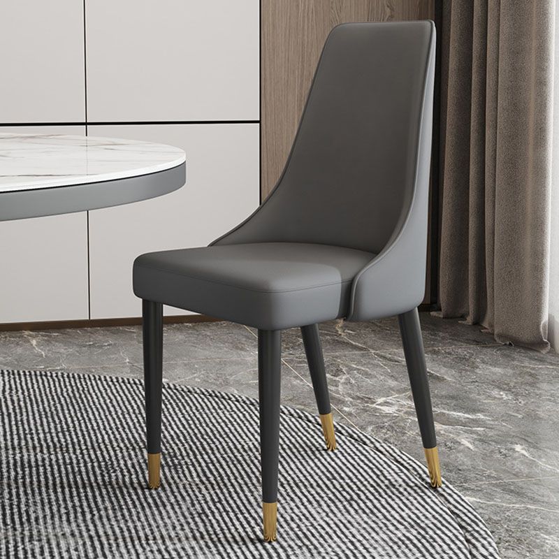 Glam Faux Leather Dining Chair Parsons Chair in Matte Finish for Kitchen