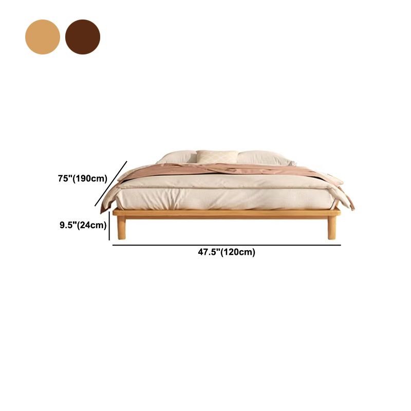 Solid Wood Platform Bed Scandinavian Low Profile Bed Frame in Brown