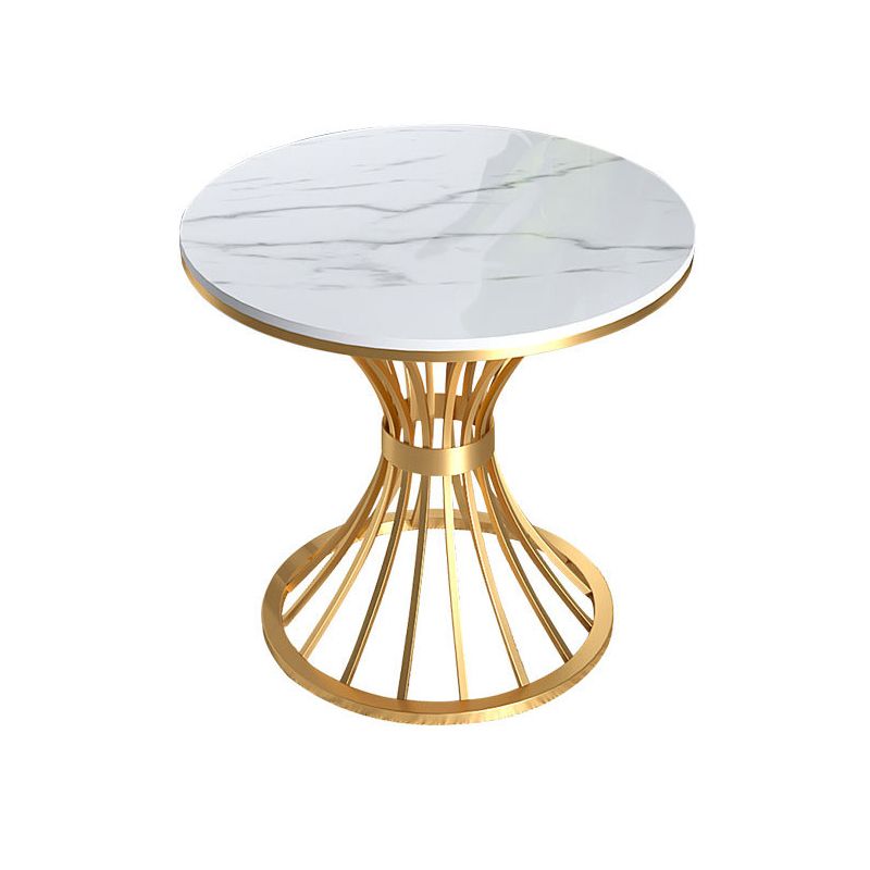Contemporary Dining Table with Metal Pedestal Base White Top Table for Home
