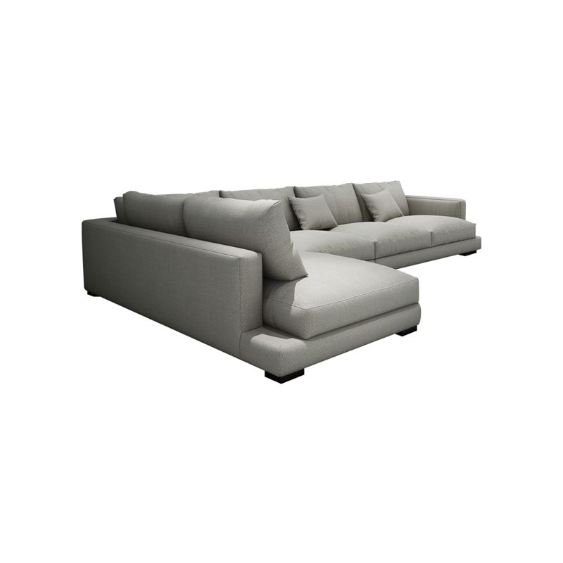Square Arm Sectional for Living Room with Pillowed Back Cushions