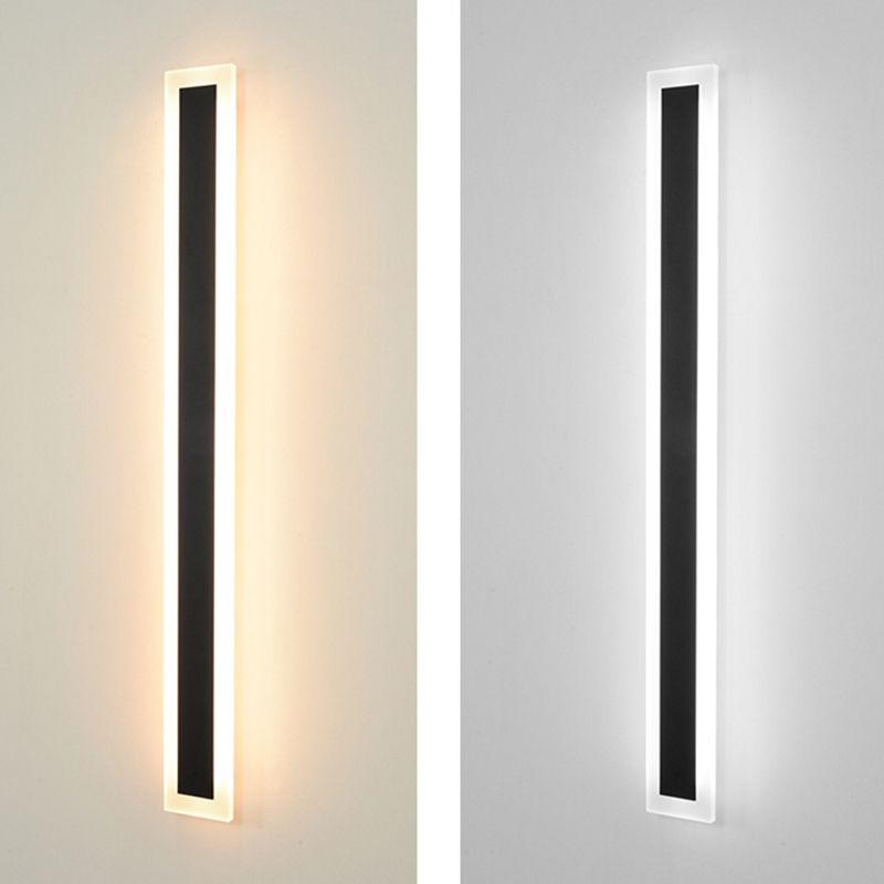 Metal Linear Shape Wall Mount Lighting Modern 1 Light Wall Mounted Light Fixture in Black