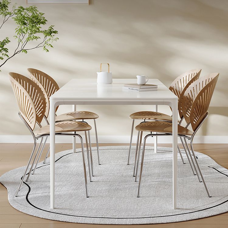 Modern 1/2/5/7 Pieces Dining Room Table Rectangle Stone Furniture in White