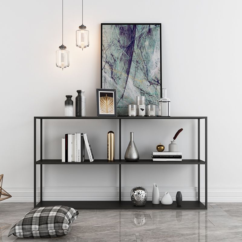 Rectangle Open Black Bookshelf Modern Metal Storage Bookcase
