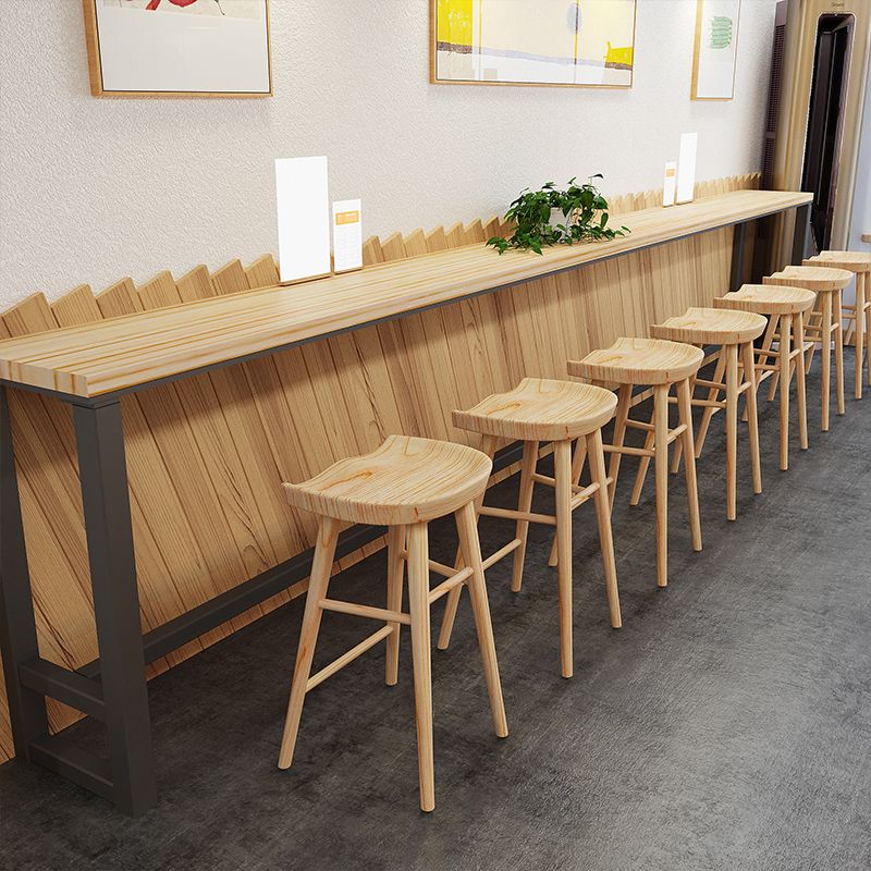 Solid Wood Backless Bar Chair Modern Indoor Bar Stool with Wooden Legs