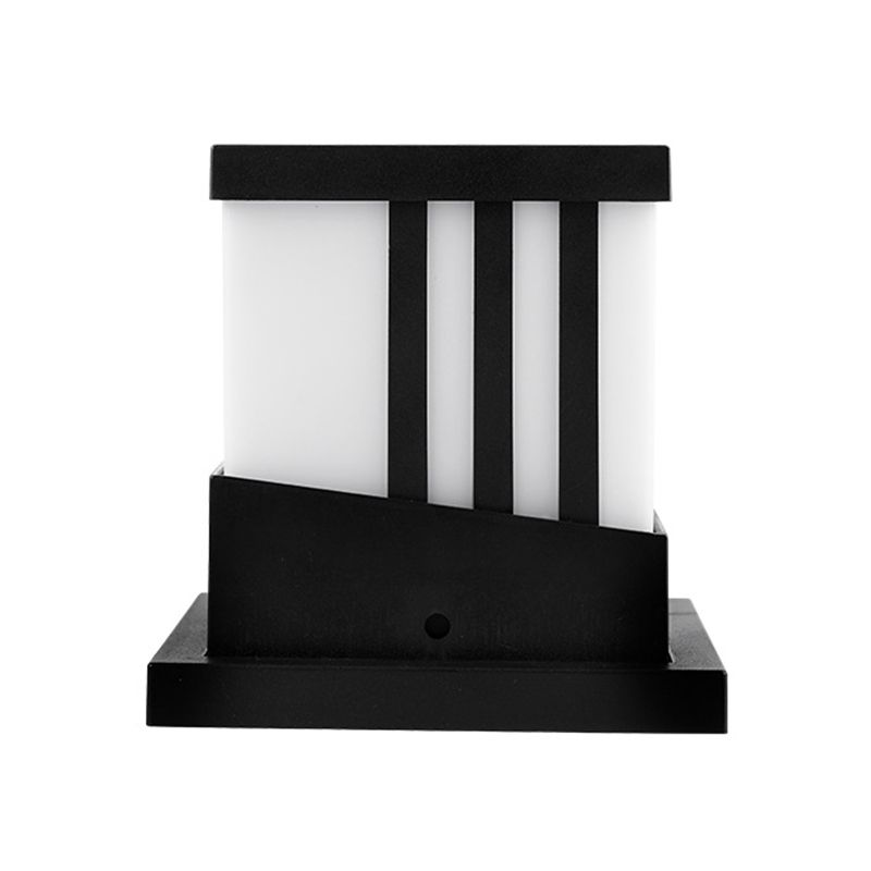 Modern Square Shape Solar Energy Pillar Lamp with Plastic Shade for Outdoor