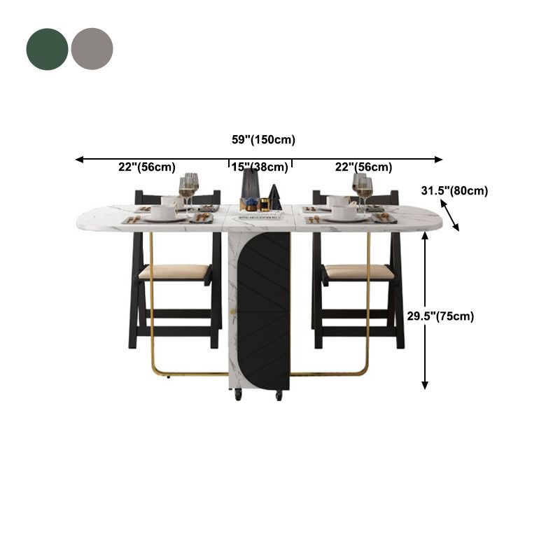 59'' Foldable Rectangle Dining Table Medieval Modern Table with Storage Trestle Base