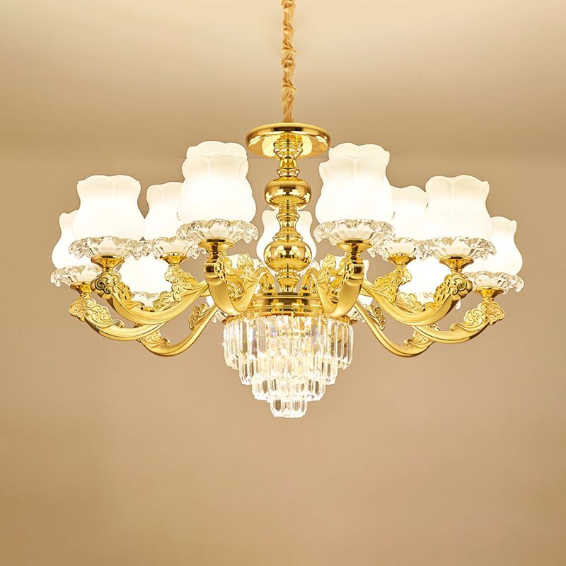 Restaurant de fleurs suspension du lustre en verre d'opale traditionnel avec déco Crystal Deco