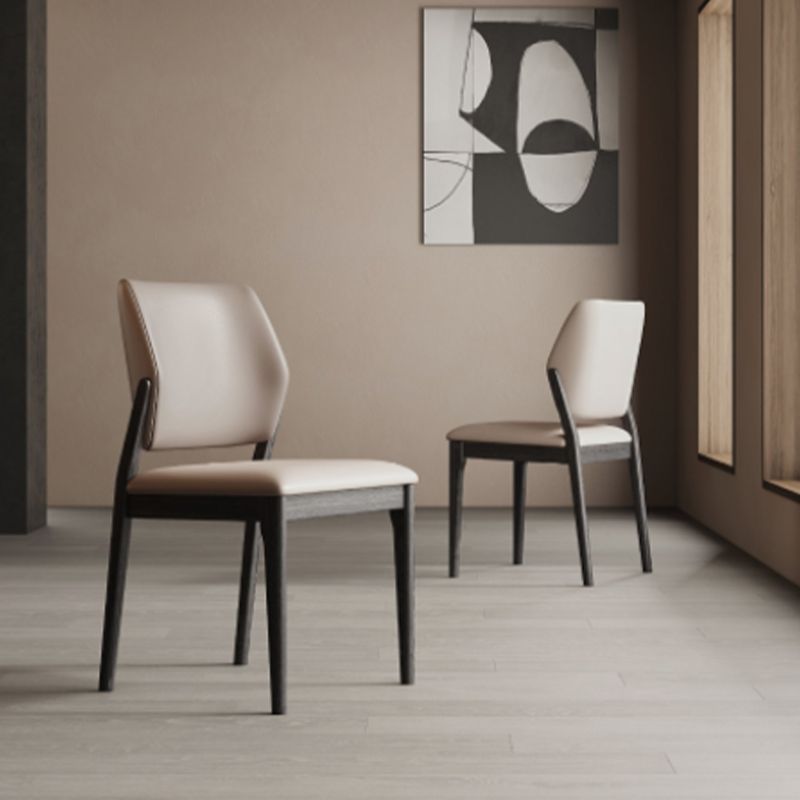 Contemporary Style Open Back Chairs Armless Side Chairs with Wood Legs for Kitchen