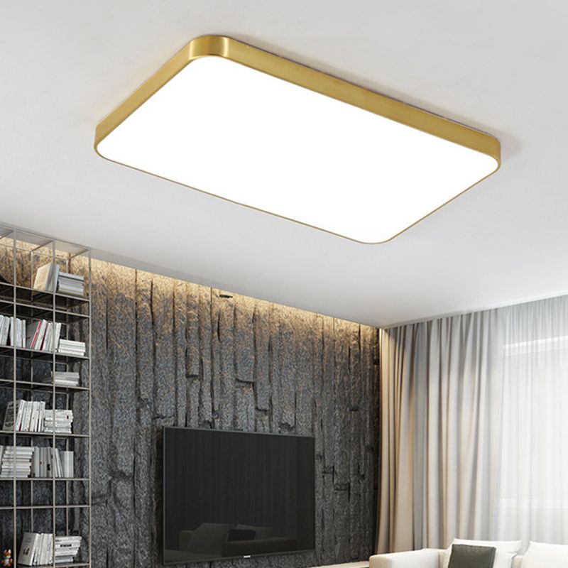 Nordic Modern Style Geometric Ceiling Lamp Copper 1 Light Flush Mount Lamp for Bedroom