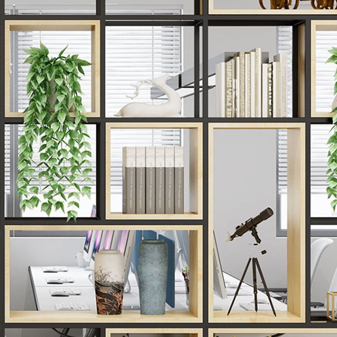 Metal and Wood Book Shelf Etagere Modern Open Shelf Bookcase for Bedroom