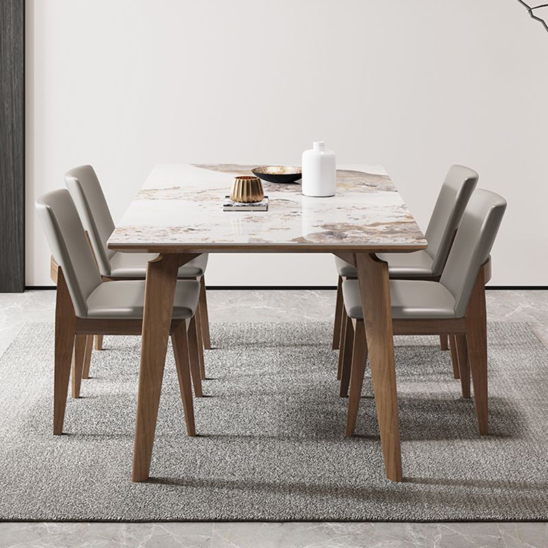 Rectangle Sintered Stone Table for Restaurant Medieval Modern Table with 4 Legs