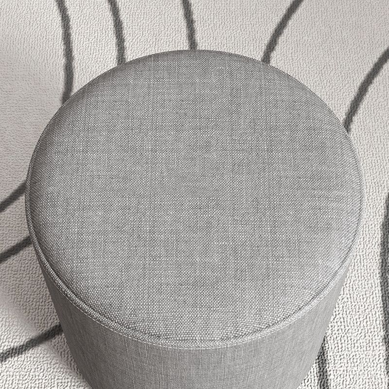 Contemporary Footstool Ottoman Fabric Upholstered Solid Color Round Ottoman