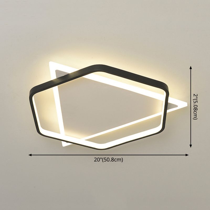 Plafonnier LED géométrique concis moderne en fer forgé avec abat-jour en acrylique