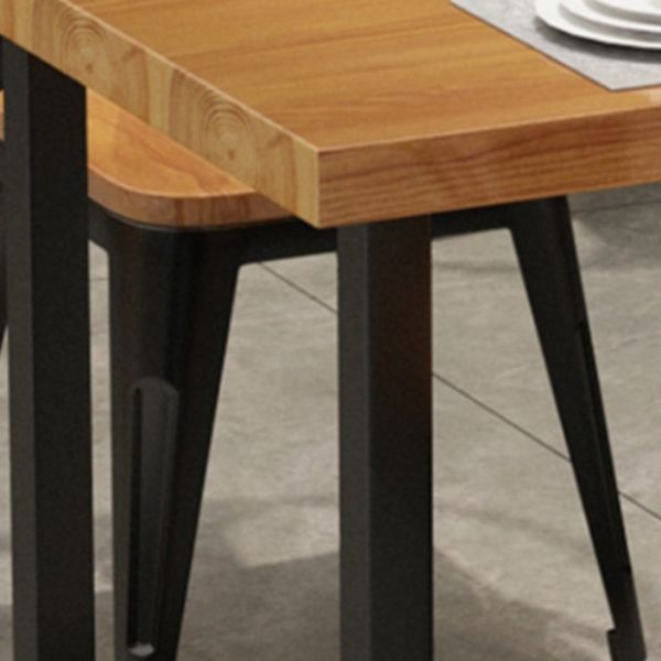 Rectangle Black Base Dining Table Modern Pine Wood Table for Kitchen