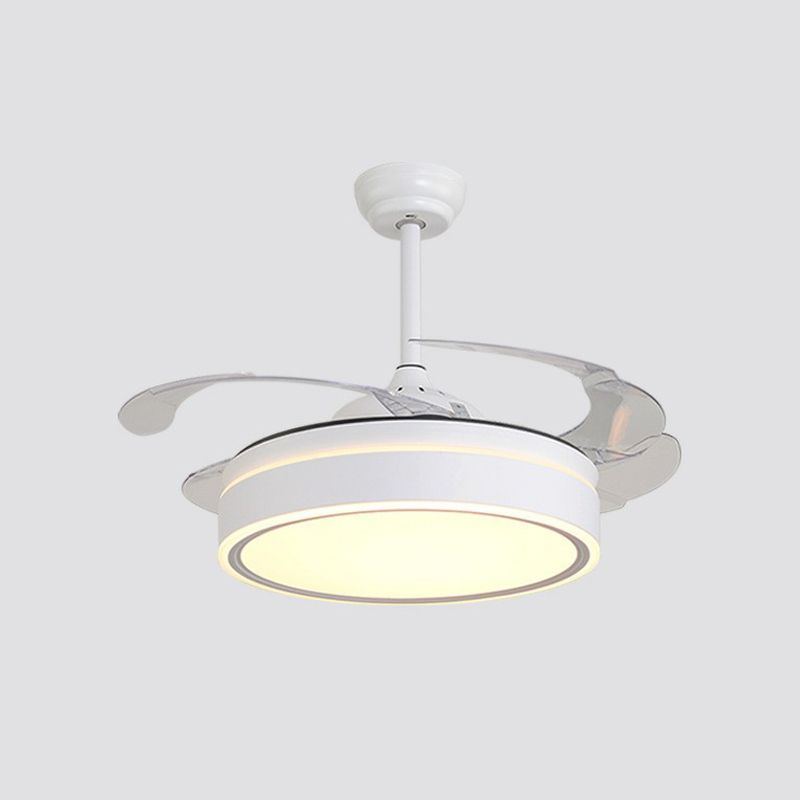 Acrylrunde 4 Klingen Anhänger Lüfterleuchte moderne LED -Semi -Flush für Schlafzimmer, 20 "breit