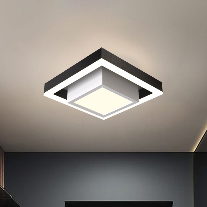 Luz de techo empotrada LED nórdica, accesorio de montaje empotrado pequeño cuadrado doble negro/dorado/café con pantalla acrílica para pasillo