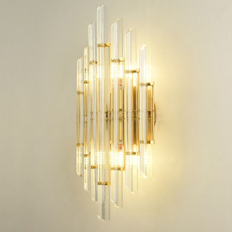 2-Light Geometric Wall Light Modern Crystal Wall Lights in Gold
