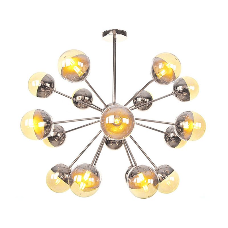 Semi-encastré Globe pour salle à manger, verre blanc/transparent/gris fumée, 9/12/15 lumières, luminaire semi-encastré contemporain en cuivre/chrome/or