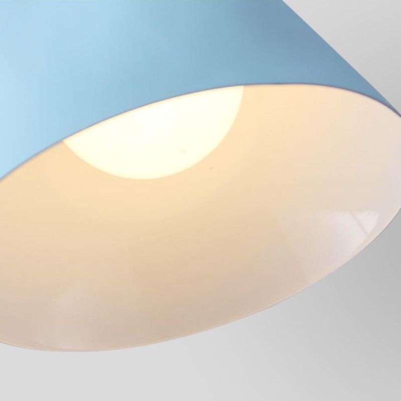 Macaron Style Hanging Light Fixture 1-Light Pendant Lamp with Metal Shade for Bedroom