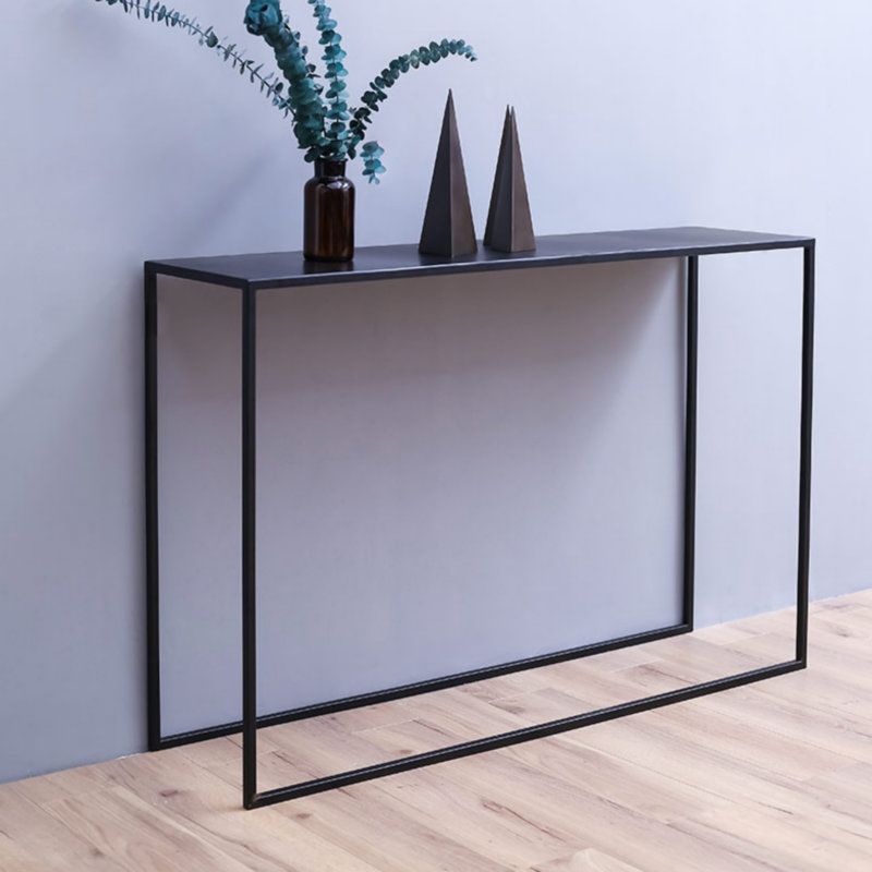 Contemporary Hall Metal Console Accent Table with Sled-base in Black