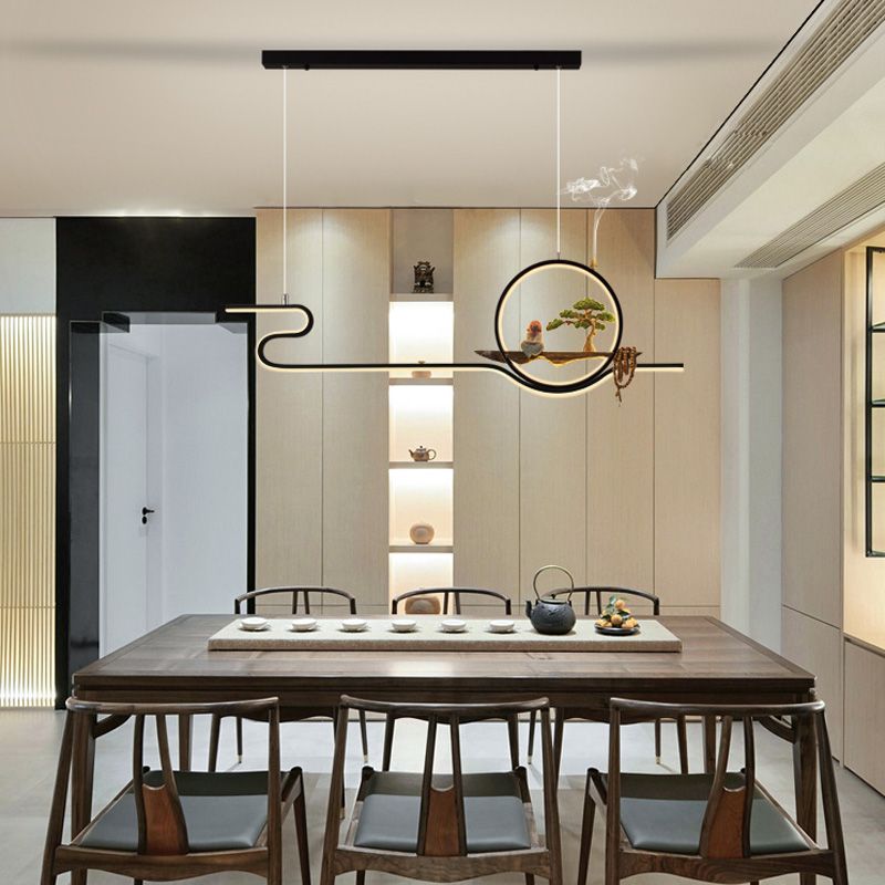 Accesorios de iluminación de isla lineal contemporánea metal de metal de 2 luces de iluminación